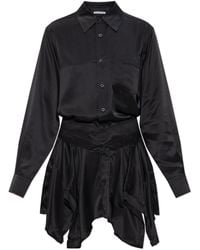 T By Alexander Wang - Silk Dress With Asymmetric Hem - Lyst