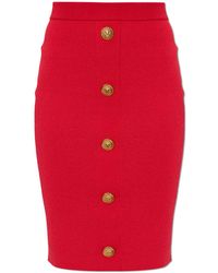 Balmain - Pencil Skirt With Decorative Buttons - Lyst