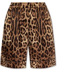 Dolce & Gabbana - Leopard Print Silk Shorts - Lyst