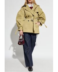 Ganni - Short Double-Breasted Trench Coat - Lyst