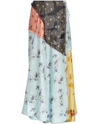 Ganni - Silk Skirt With Raw Finish - Lyst
