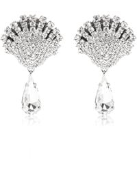 Alessandra Rich - Clip-On Earrings With Crystals - Lyst