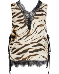 Ganni - Top With Lace Inserts - Lyst