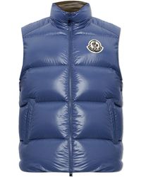 Moncler - Quilted Vest With Logo Patch - Lyst
