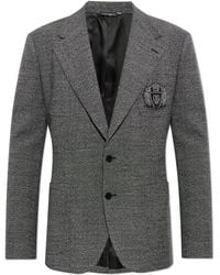 Dolce & Gabbana - Wool Blazer With Appliqué - Lyst