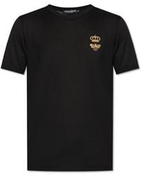 Dolce & Gabbana - T-Shirt With A Logo Embroidered With Lurex Thread - Lyst