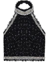 Balmain - Tweed Top With Shimmering Appliqués - Lyst