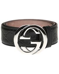 Gucci Leather Belt With Lion Head Buckle in Black for Men - Lyst
