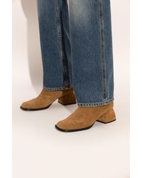 NODALETO - Suede Heeled Ankle Boots - Lyst