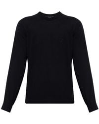 Giorgio Armani - Wool Sweater With Embroidered Logo - Lyst