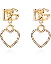 Dolce & Gabbana - Earrings With Heart Motif Pendants - Lyst