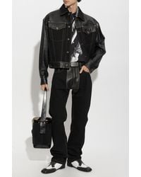 Versace - Denim Jacket With Leather Inserts - Lyst