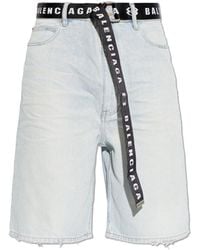 Balenciaga - Denim Shorts With A Belt - Lyst