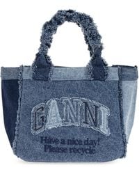 Ganni - Shopper Bag With Logo - Lyst