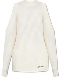 Ganni - Open Shoulder Knitted Sweater - Lyst