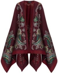 Etro - Poncho With Wool Trim - Lyst