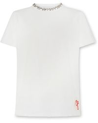 Golden Goose - Cotton Crew-Neck T-Shirt With Crystal Embroidery T-Shirts & Jerseys - Lyst