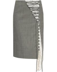 McQueen - Wool Skirt With Lace Insert - Lyst
