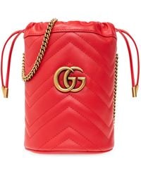 Gucci - 'GG Marmont Mini' Bucket Shoulder Bag, - Lyst