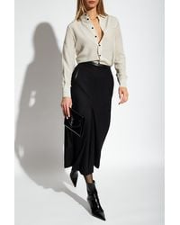 Saint Laurent - Skirt With Leather Trim - Lyst