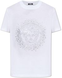 Versace - T-Shirt With Crystals - Lyst