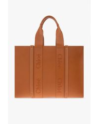 Chloé - + Net Sustain Woody Large Embroidered Leather Tote - Lyst