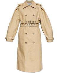 Ganni - Cotton Trench Coat With Belt - Lyst