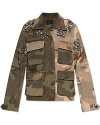 Finch Camo Embellished Denim Jacket CAMO GREEN