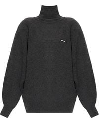 ROTATE BIRGER CHRISTENSEN - Wool Turtleneck With Logo Patch - Lyst