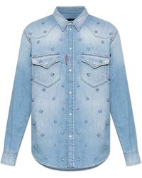 DSquared² - Denim Shirt With Shimmering Appliqués - Lyst