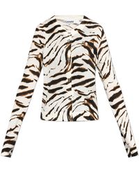Ganni - Cardigan With Animal Motif - Lyst
