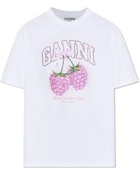 Ganni - T-Shirt With Logo - Lyst