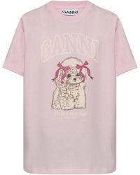 Ganni - T-Shirt With Colorful Print - Lyst