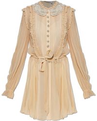 Self-Portrait - Dress With Shimmering Appliqués On The Collar - Lyst