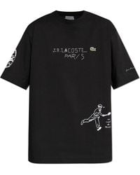 Lacoste - Graphic Cotton T-Shirt With Handwritten Logo - Lyst