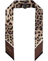 Dolce & Gabbana - Silk Scarf With Animal Motif - Lyst