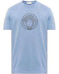 Versace - T-Shirt With Shimmering Crystals - Lyst