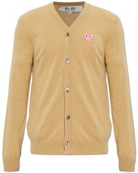 COMME DES GARÇONS PLAY - Wool Cardigan With Logo Patch - Lyst