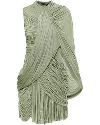 Balmain - Short Dress With Draping - Lyst
