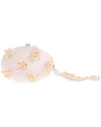 Self-Portrait - Satin Clutch Bag With Appliqués - Lyst