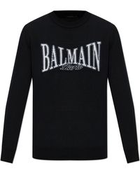 Balmain - Wool Sweater With A Crew Neckline - Lyst