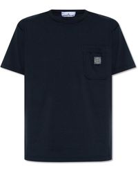 Stone Island - T-shirt With Pocket, - Lyst
