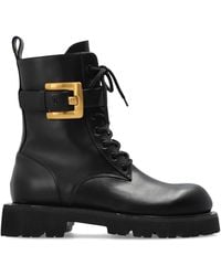 Balmain - Leather Ankle Boots With A Buckle - Lyst
