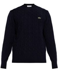 Lacoste - Wool Sweater With Decorative Cable Knit - Lyst