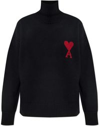 Ami Paris - Wool Turtleneck With Logo - Lyst