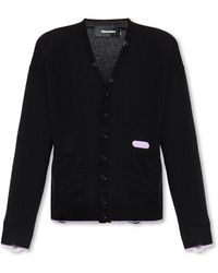 DSquared² - Wool Cardigan With Logo - Lyst