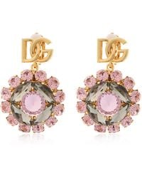 Dolce & Gabbana - Clip-On Earrings With Shimmering Crystals - Lyst