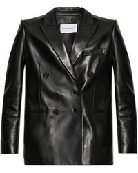 Givenchy - Double-Breasted Leather Blazer - Lyst