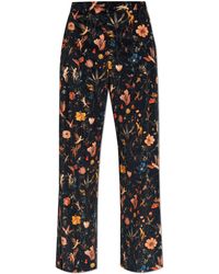R13 - Velvet Trousers With Floral Motif - Lyst