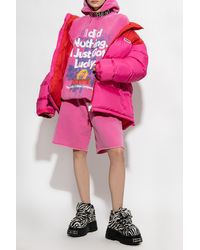 Vetements - Pink Down Jacket With Logo - Lyst